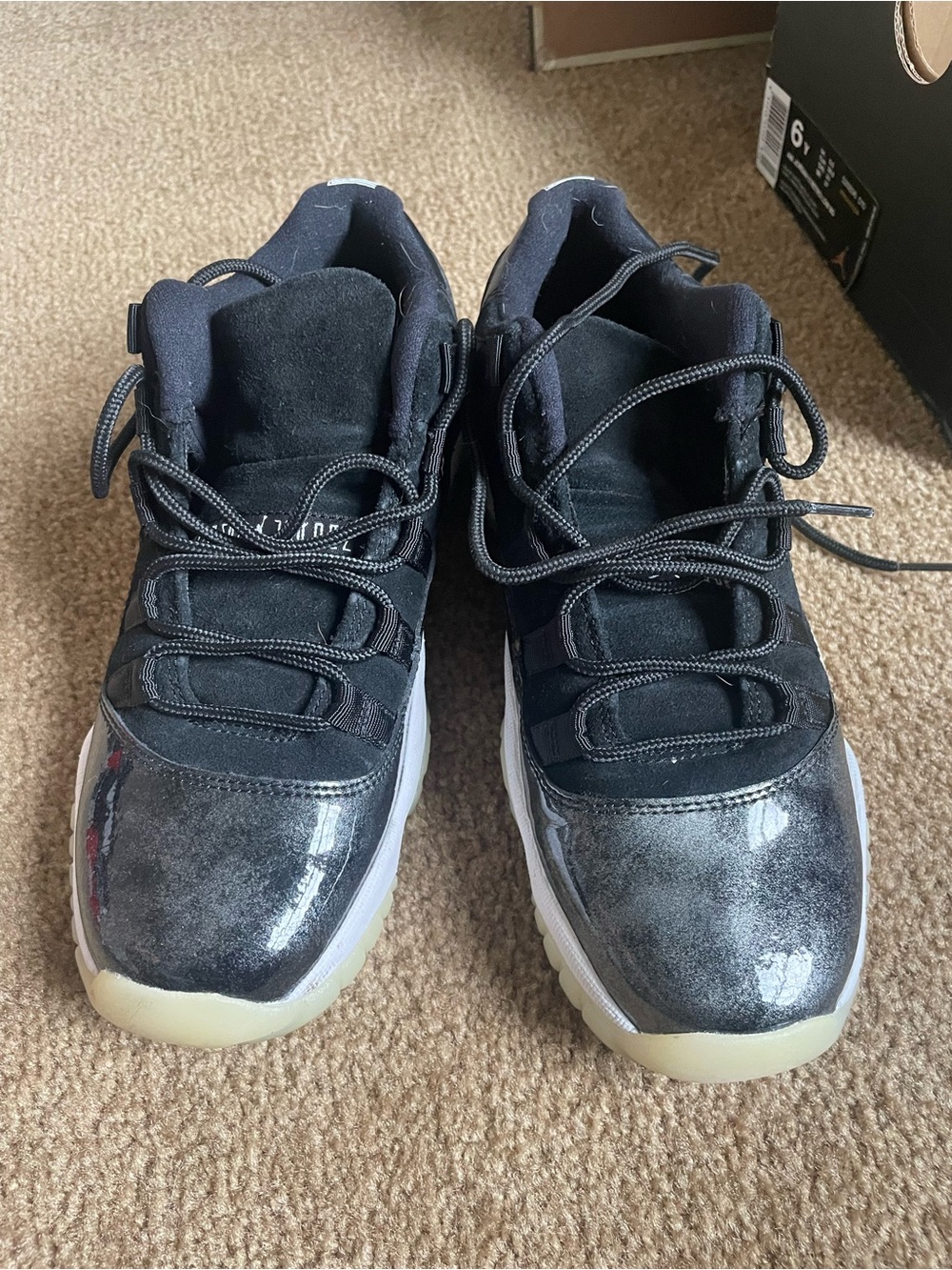Jordan Kids Black and White Patent-Look Sneakers